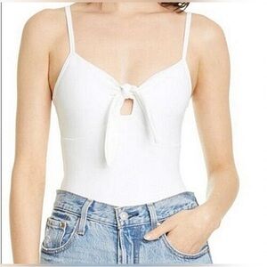 ATM Anthony Thomas Melillo White Tie-Front Bodysuit